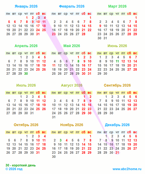 Календарь праздники 2026 мал
