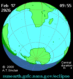 Частное солнечное затмение 17 февраля 2026, gif by NASA 
