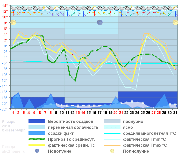 График температуры январь 2018 Spb