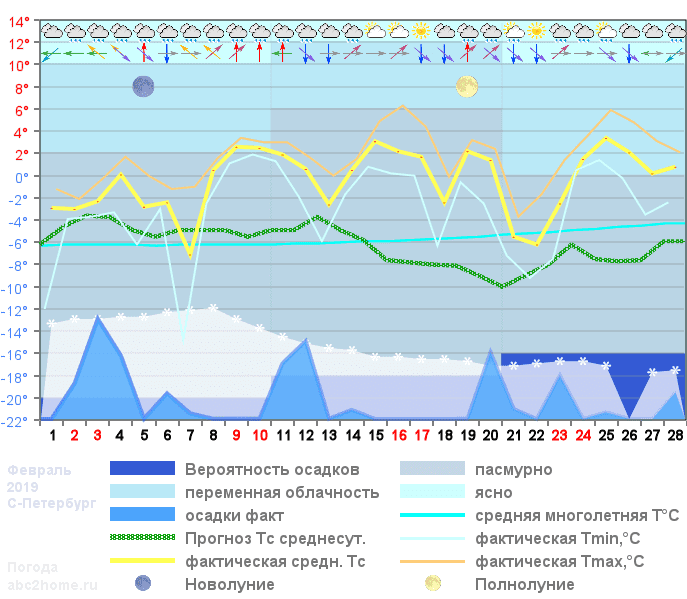 График температуры февраль 2019 Spb