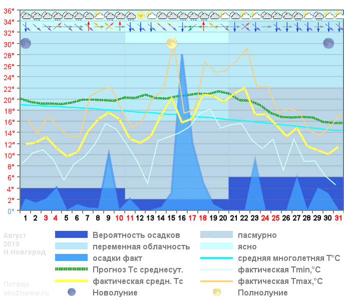 График температуры август 2019