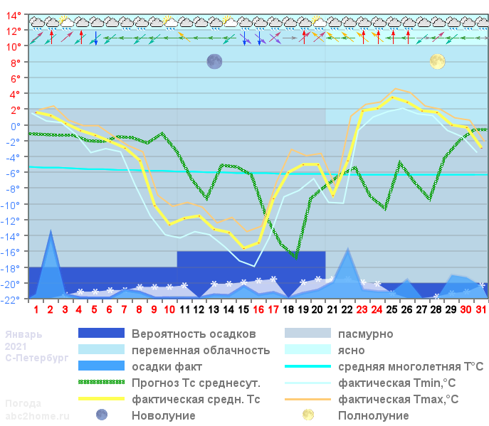 График температуры январь 2021