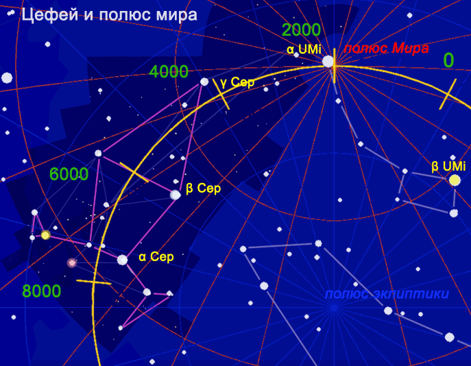 Угловой размер Cозвездие Цефей - полярное созвездие 