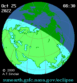 Частное солнечное затмение 25 октября 2022, gif by NASA 