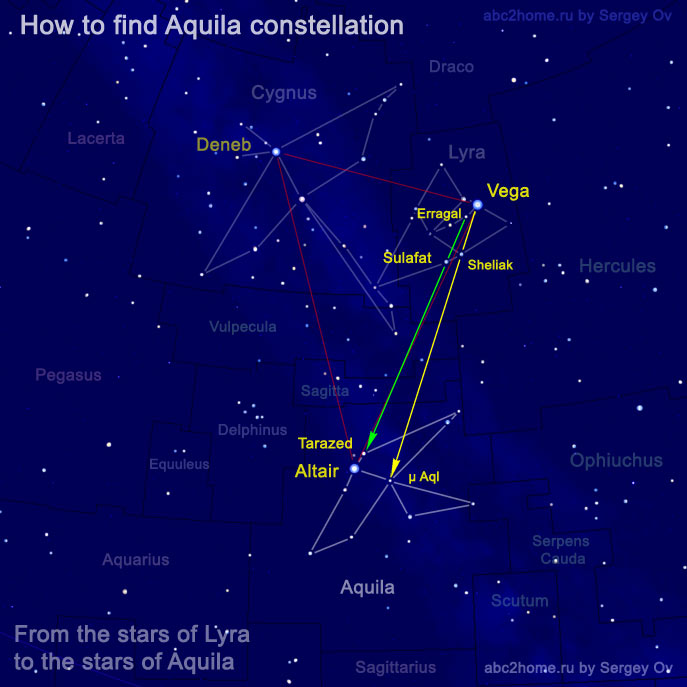 How to find the constellation Aqula from Lyra