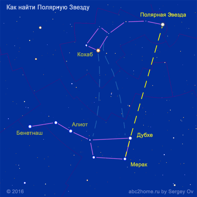 Малая Медведица - полярное созвездие и Полярная Звезда, группа Большой  Медведицы