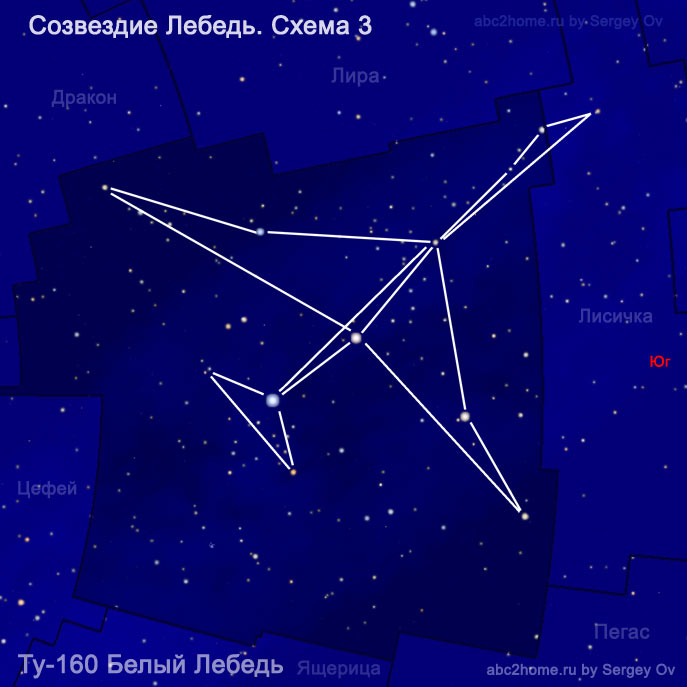 Схема созвездия Лебедь:  Ту-160 "Белый Лебедь"