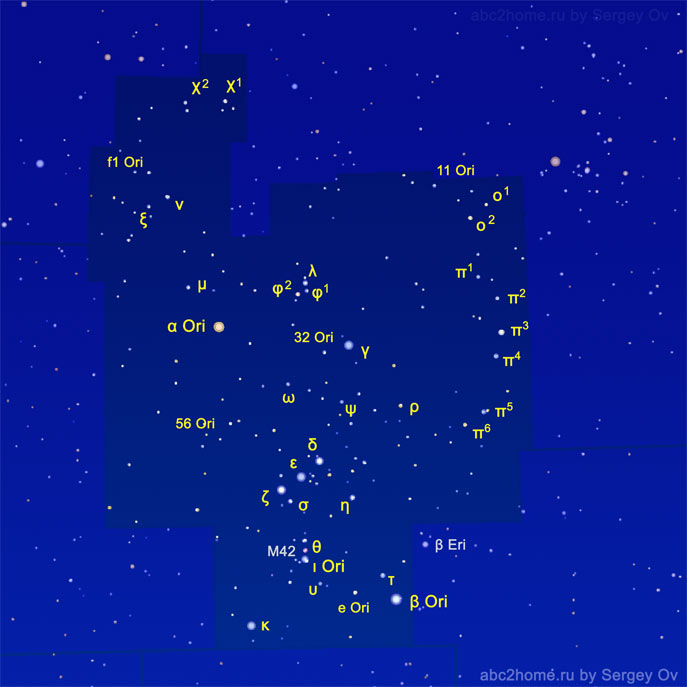 Обозначения звезд Орионa