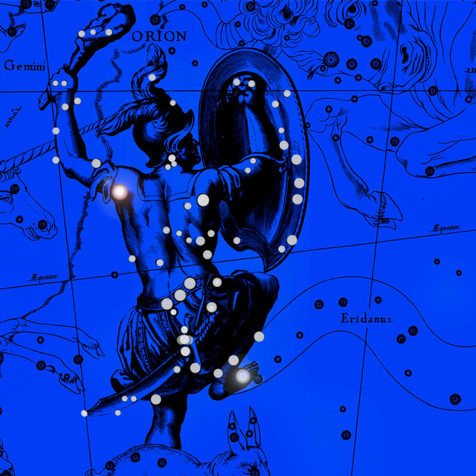 Созвездие Орион. Коллаж по атласу Яна Гевелия