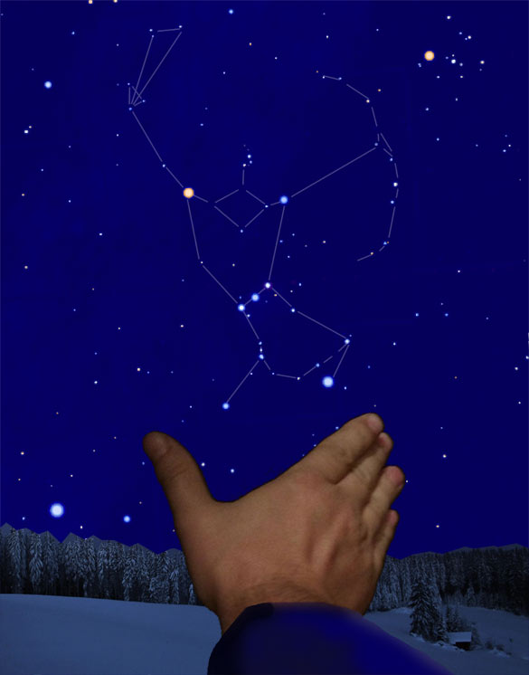 The angular size of the constellation Orion, Fig. 9.Ori