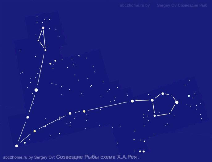 Схема созвездия Рыбы от Х. Рея