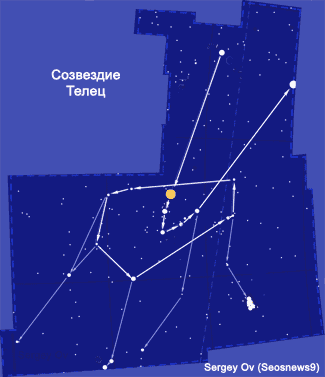 Созвездие Телец. Схема. Автор диаграммы Sergey Ov (Seosnews9), рис. 5.1.Tau