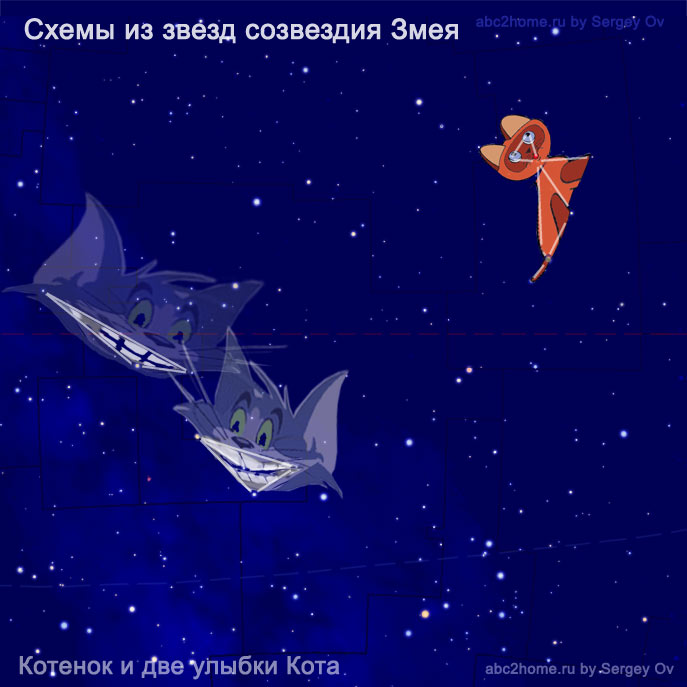 Звездный Котeнок и две улыбки Чеширского Кота - рисунок
