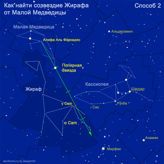 Как найти созвездие Жирафа от Малой Медведицы
